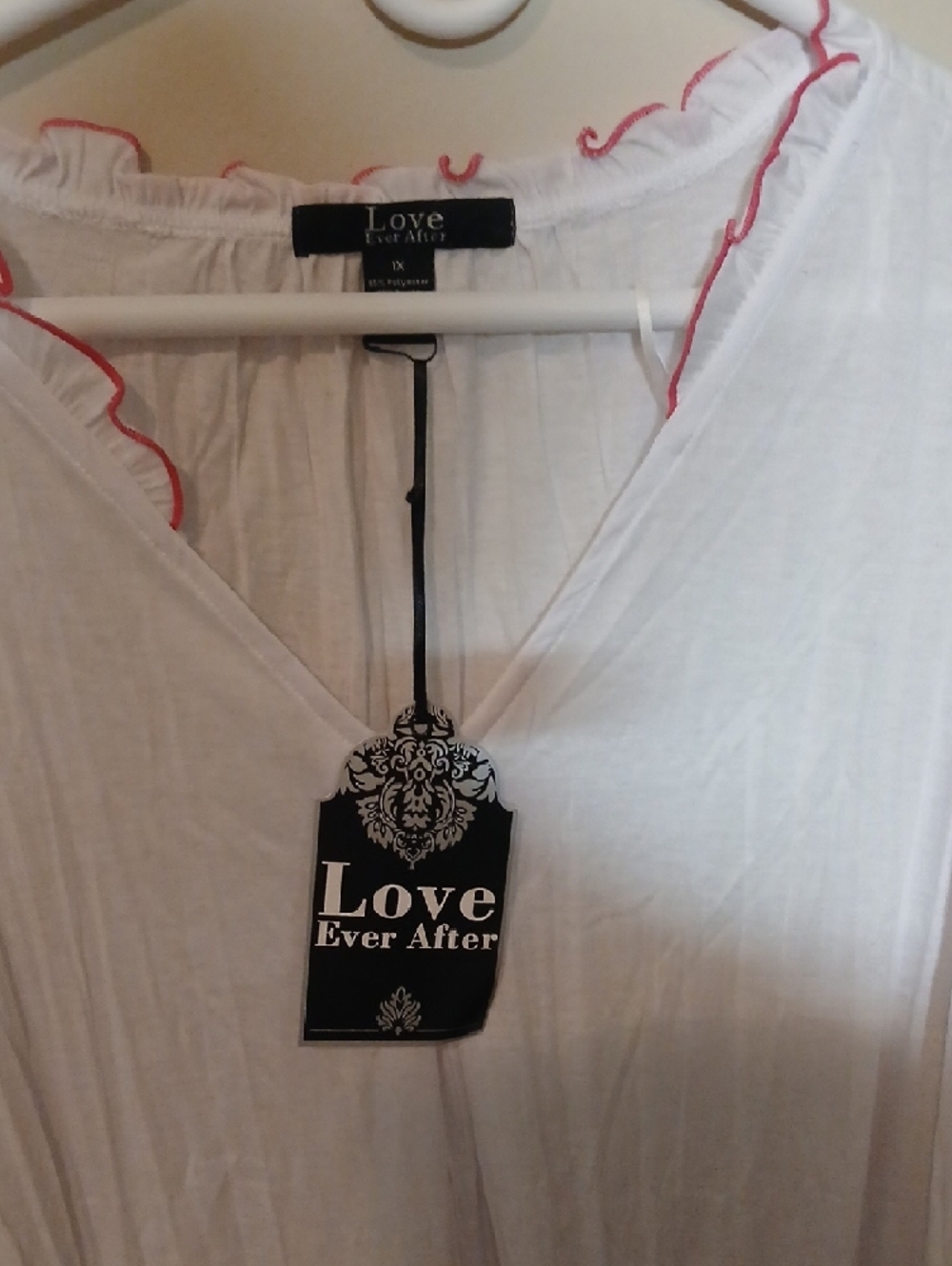 White Ruffle-Trim V-Neck Top - Picture 2 of 2